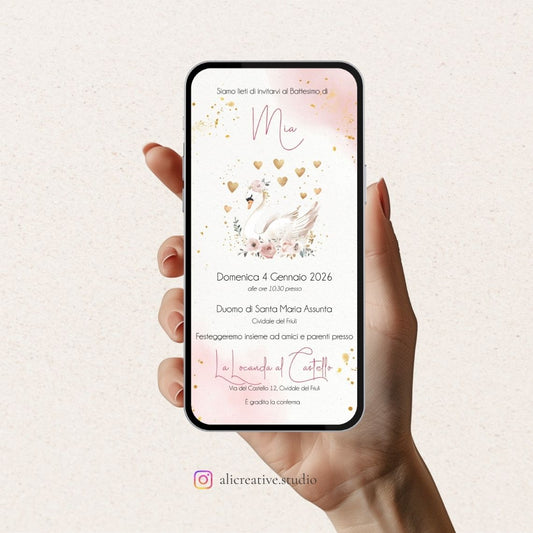 Invito Digitale Cigni Rosa