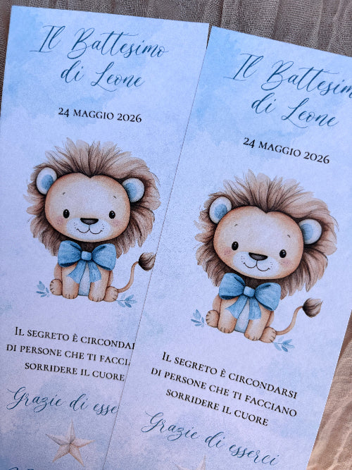 Segnalibro Battesimo Leoncino Azzurro | Bomboniera Personalizzata