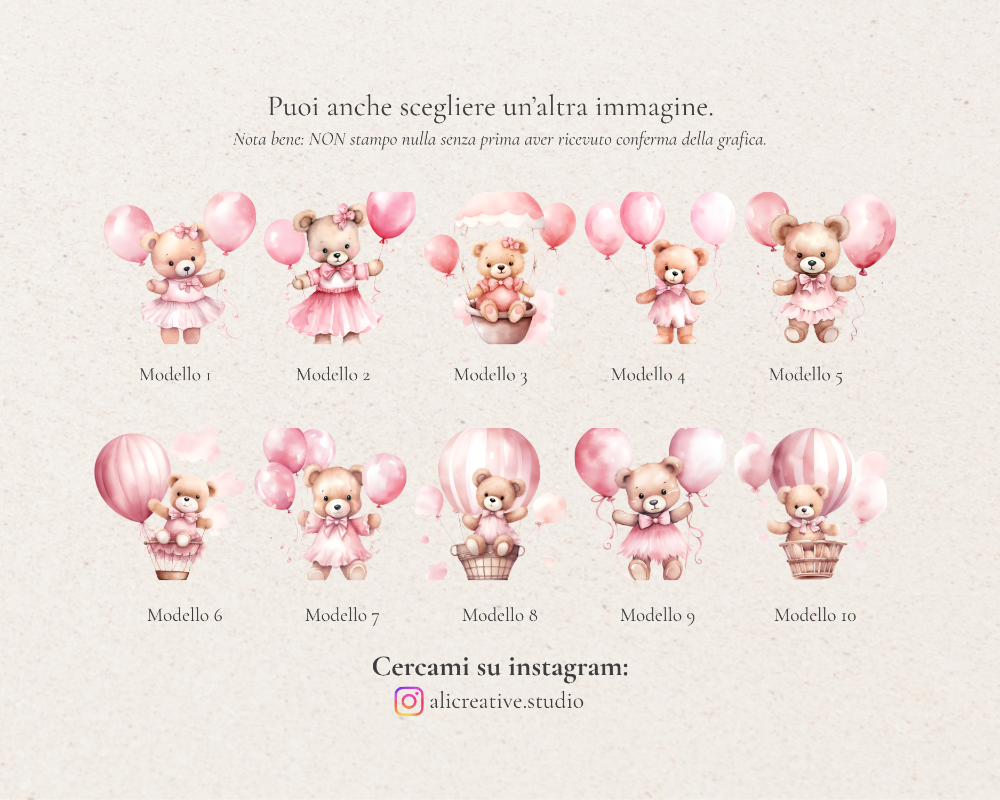 Invito Battesimo Orsetto con Palloncini