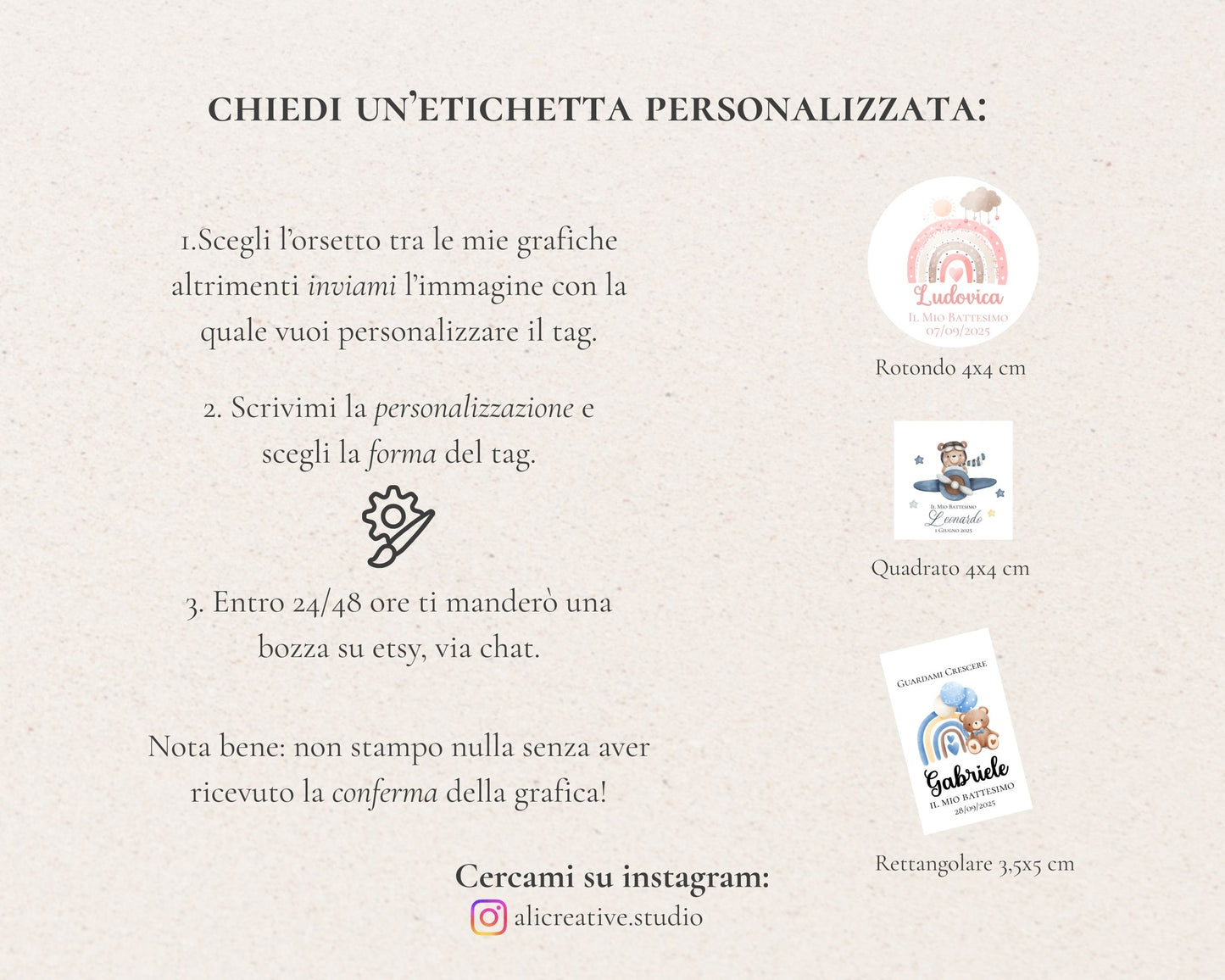 Etichette personalizzate per bomboniere Battesimo – Orsetto aeroplano – Stile elegante