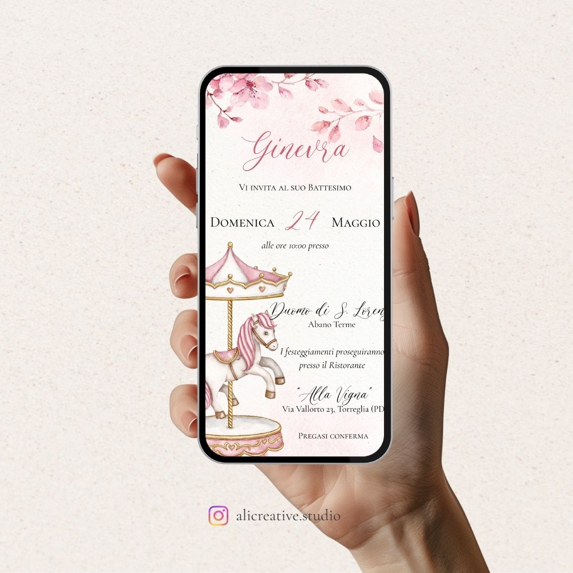 Invito Digitale Carosello/Giostra Rosa
