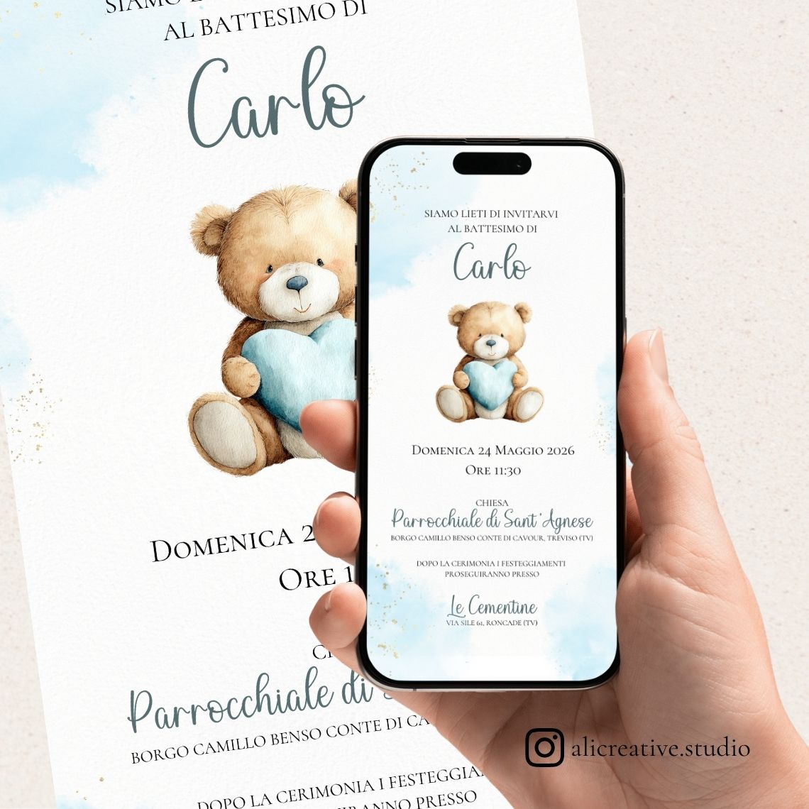 Invito Digitale Osetto con Cuore