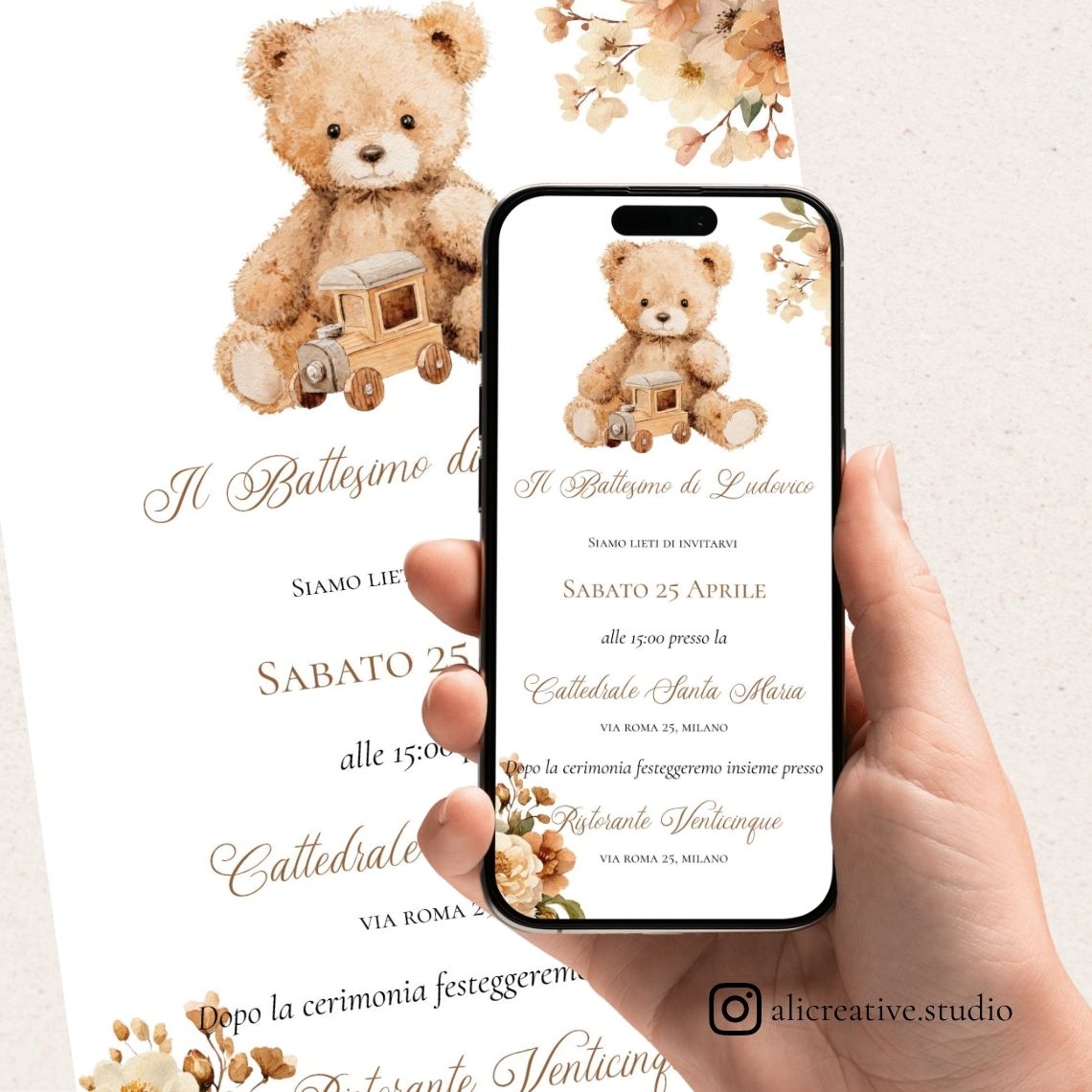 Invito Digitale Orsetto e Trenino