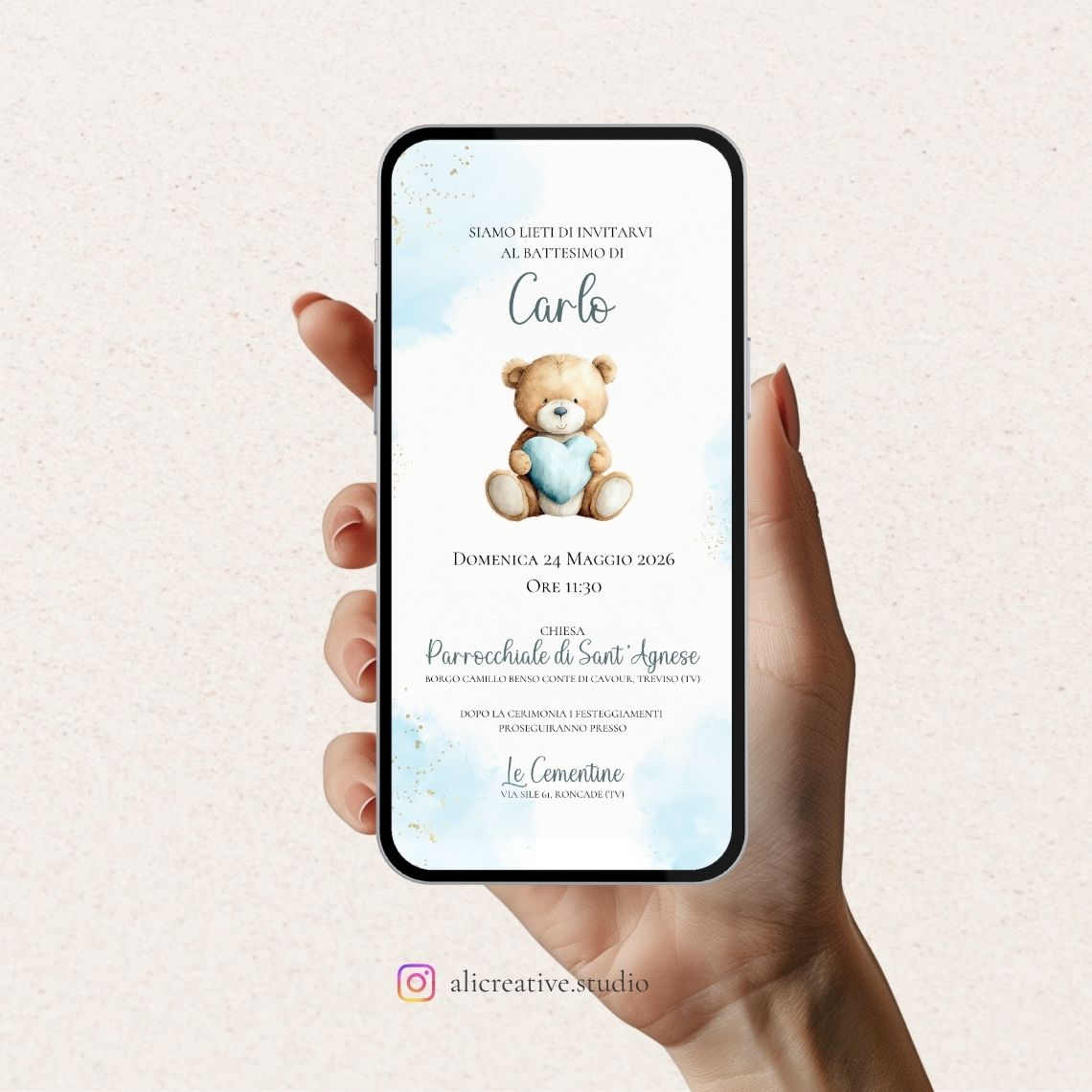 Invito Digitale Osetto con Cuore