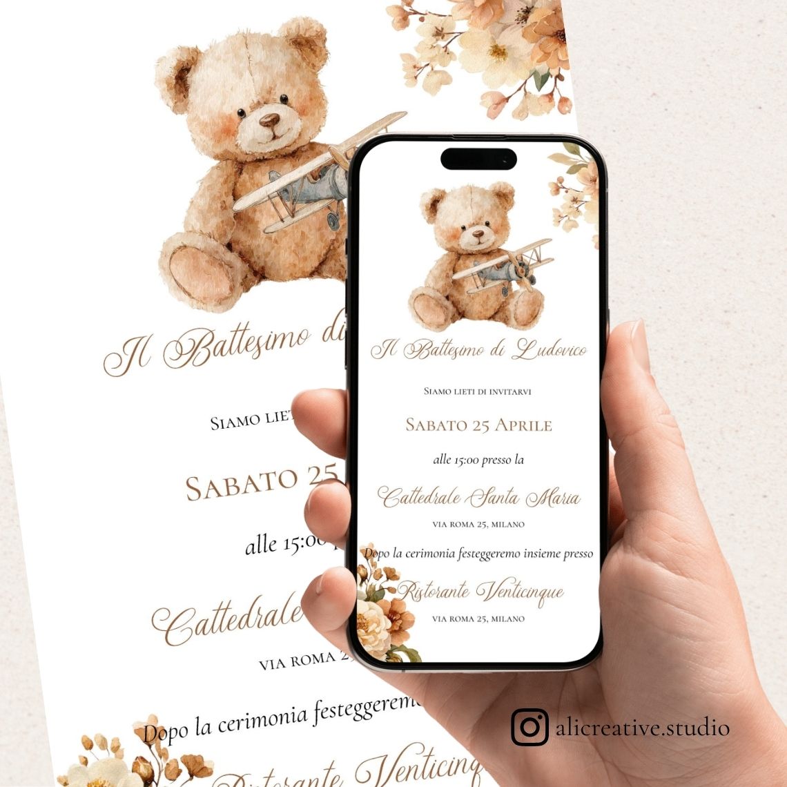 Invito Digitale Orsetto e Aeroplanino