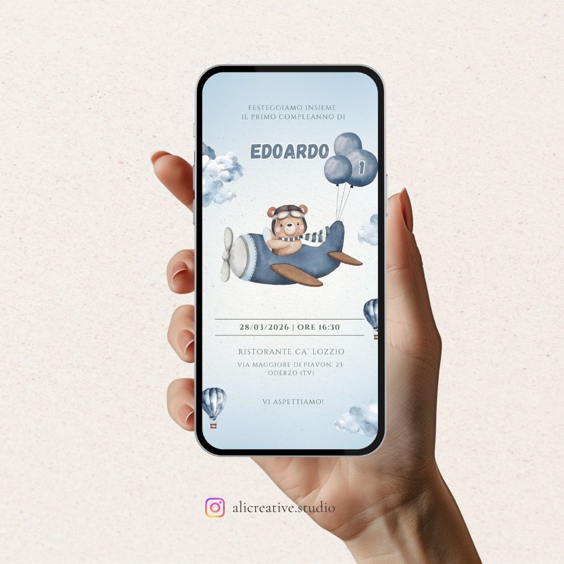 Invito Digitale Osetto con Aeroplano