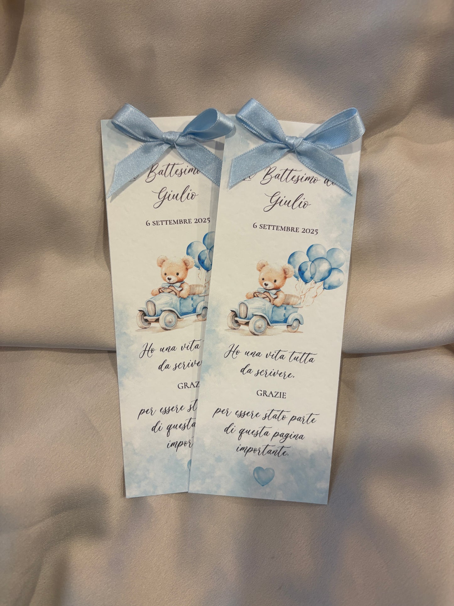 Segnalibro Battesimo Macchina e Palloncini