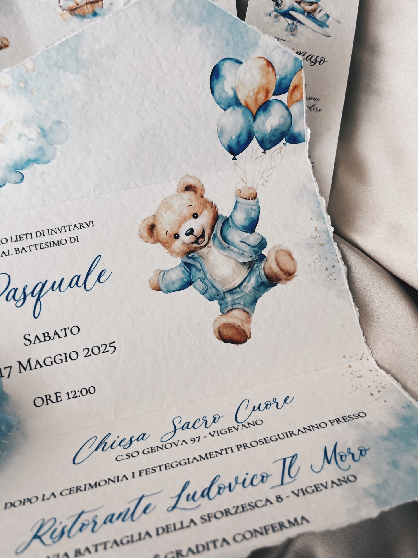 Invito Battesimo Orsetto con Palloncini