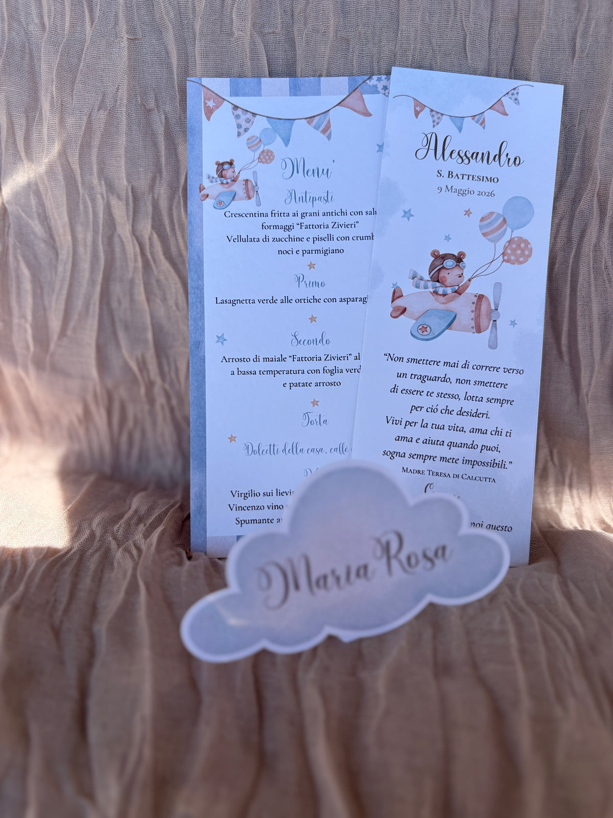Coordinato Battesimo Bimbo – Orsetto volante