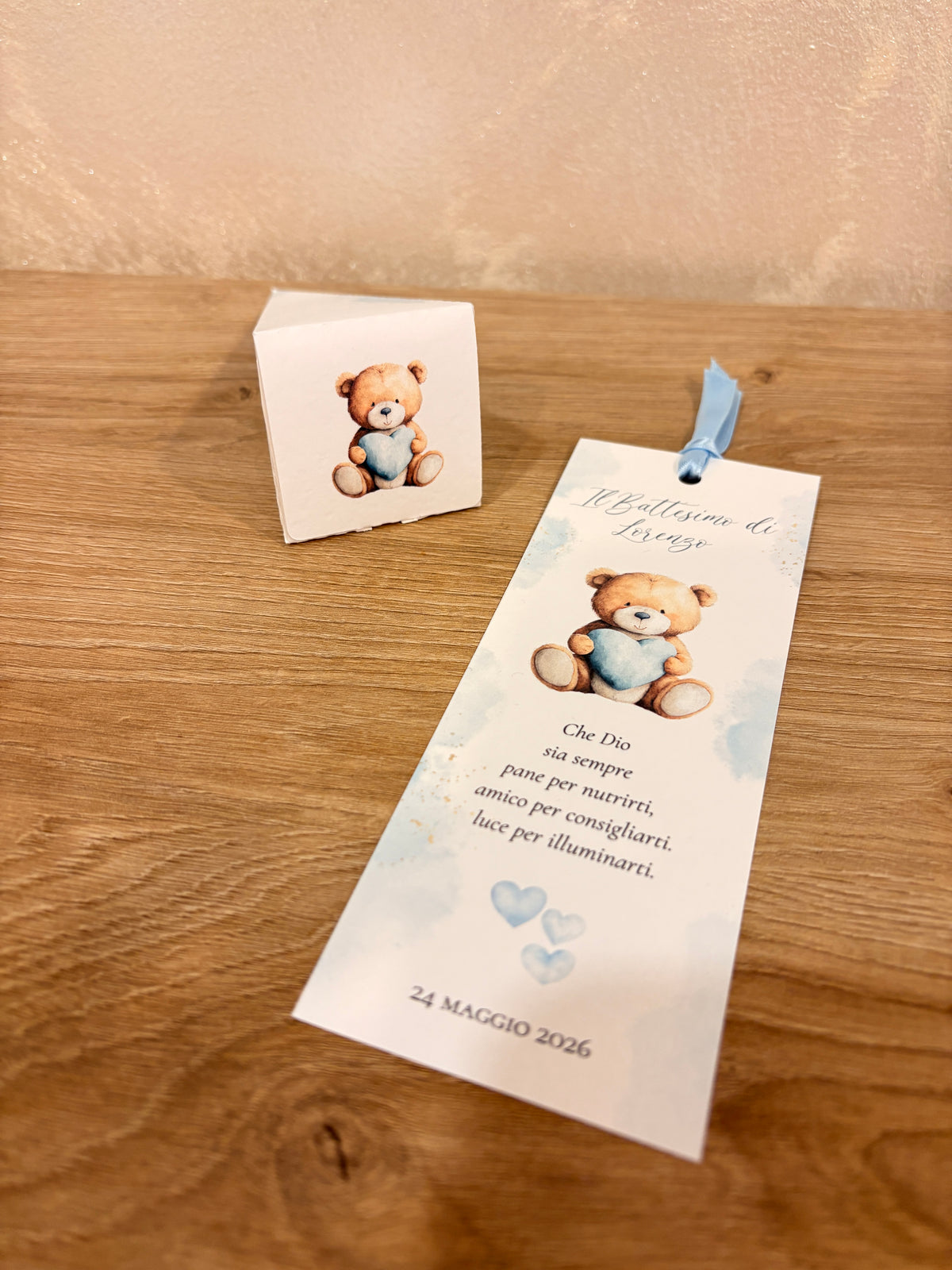 Coordinato Battesimo Bimbo – Orsetto con il Cuore Azzurro