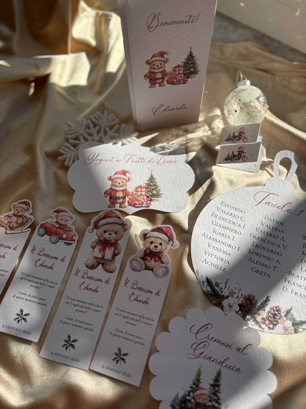 Kit Battesimo Natalizio Orsetti - Coordinato Personalizzato