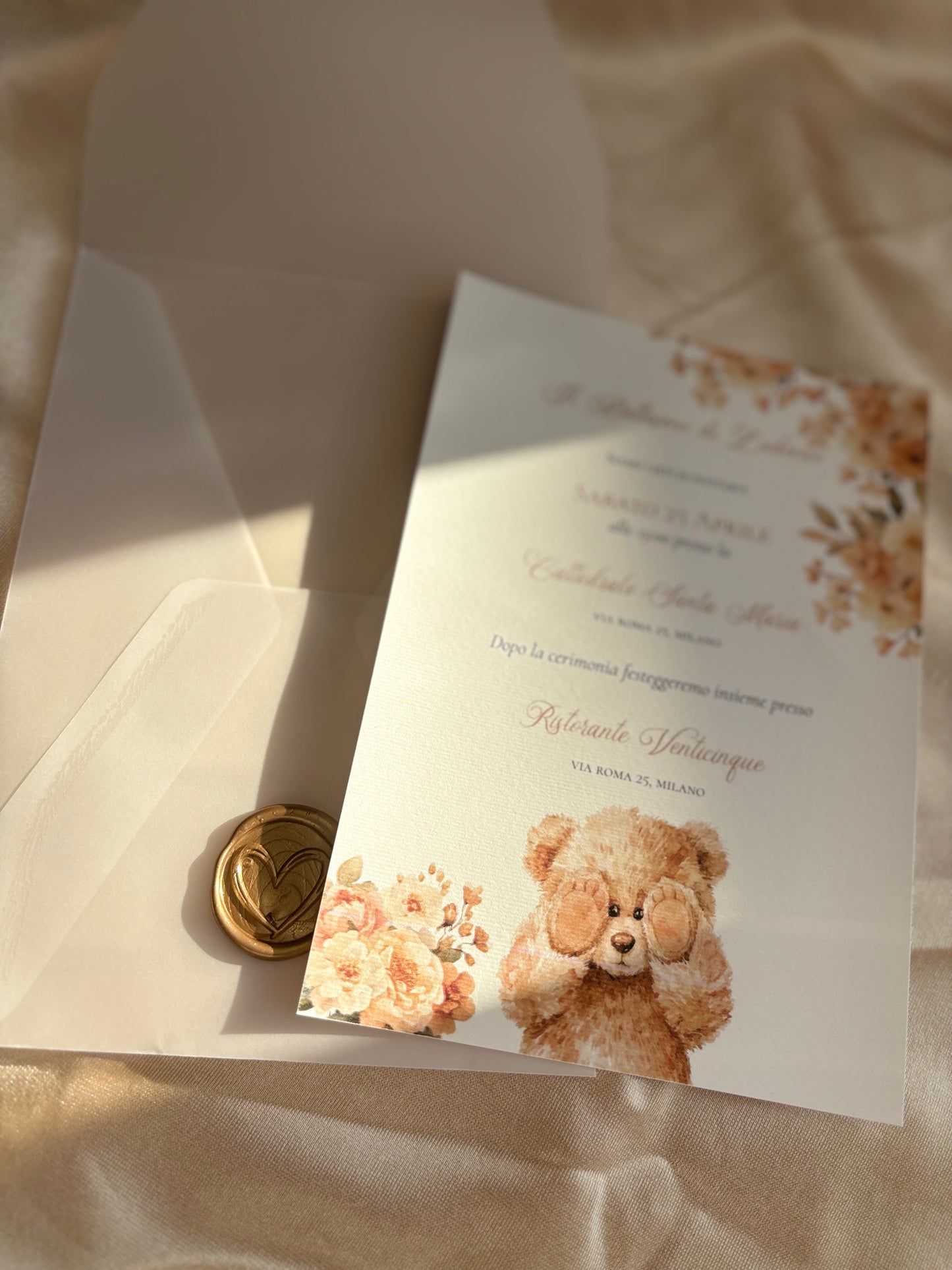 Invito Battesimo Orsetto – Coordinato Cartaceo Elegante