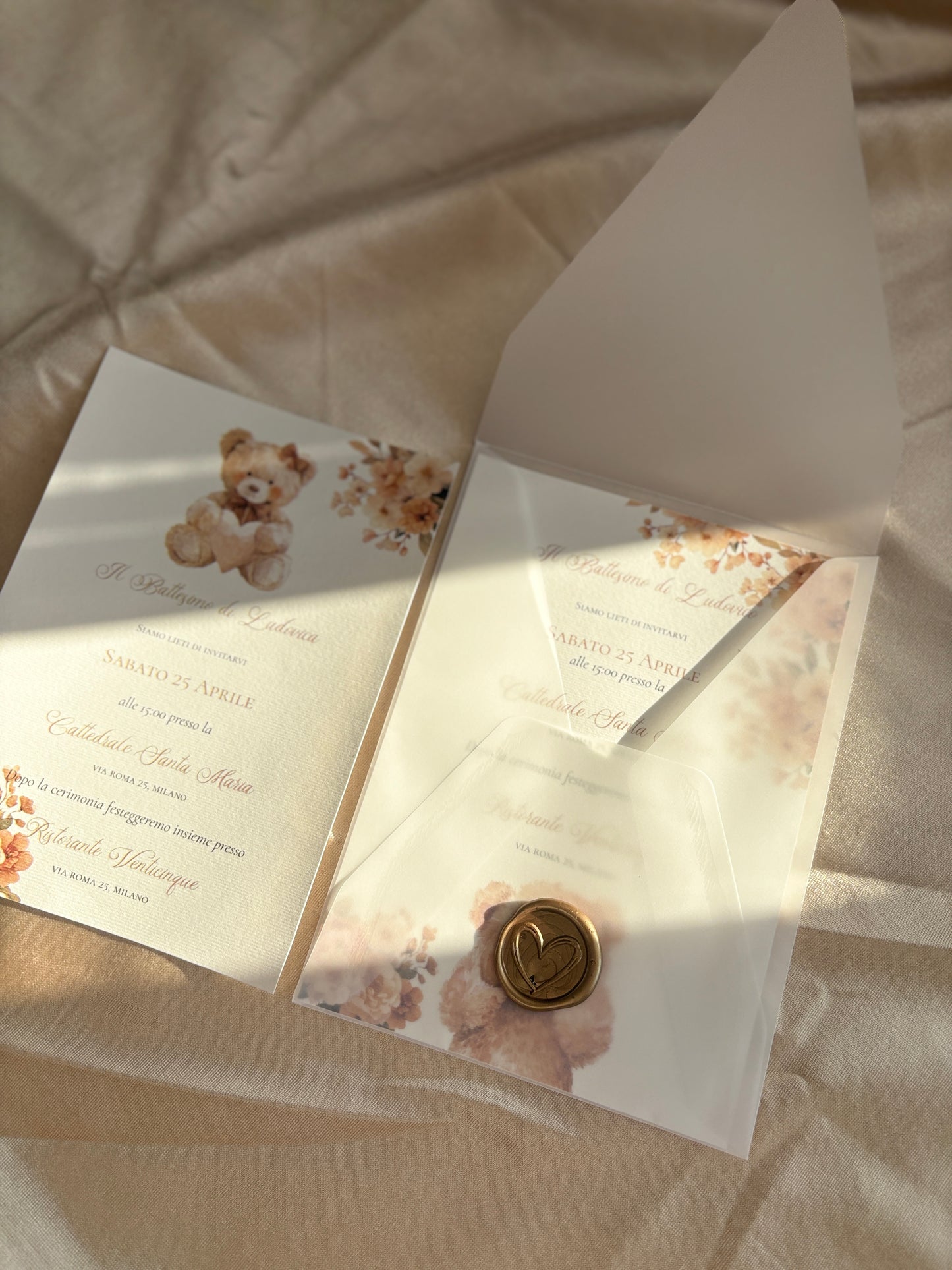 Invito Battesimo Orsetto – Coordinato Cartaceo Elegante