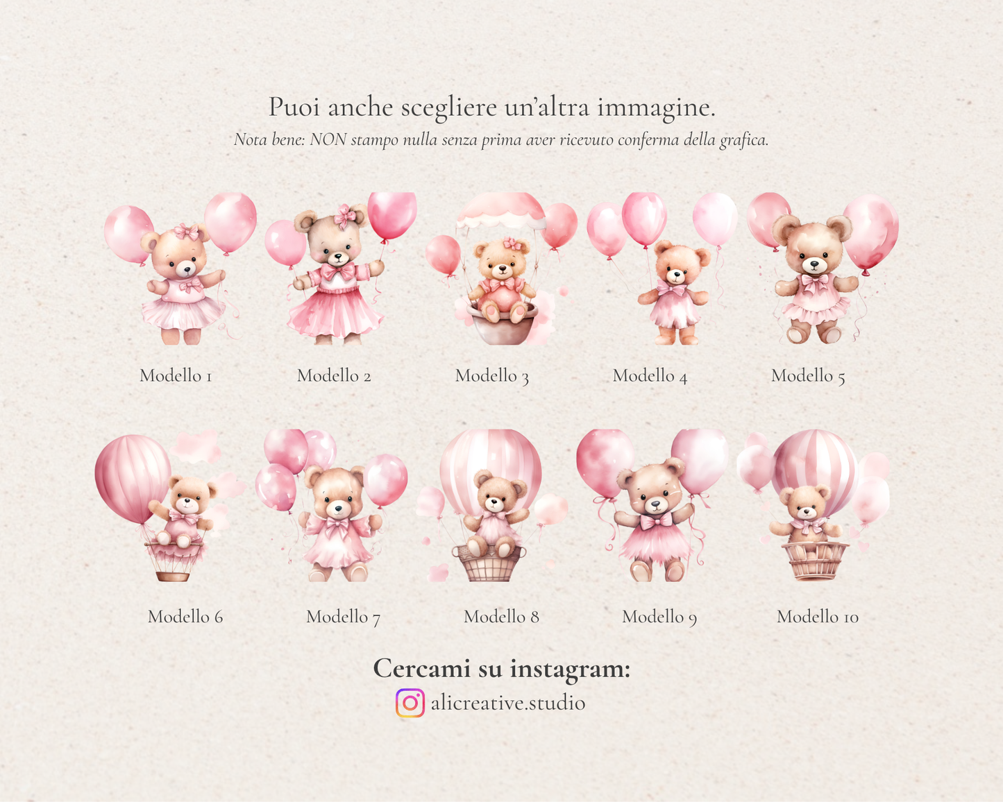Invito Battesimo Orsetto con Palloncini e Cesta