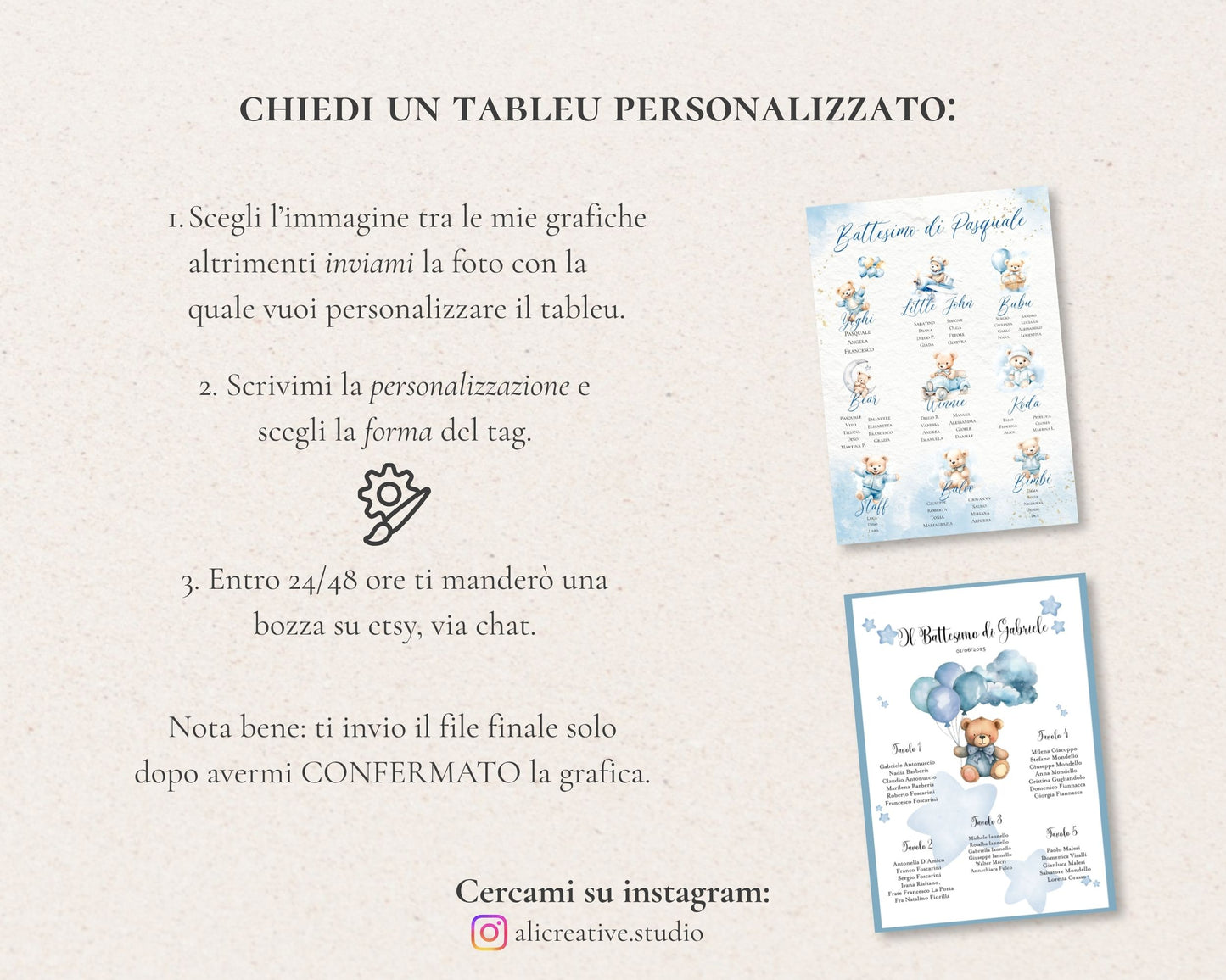 Tableu di Benvenuto personalizzato con i tavoli