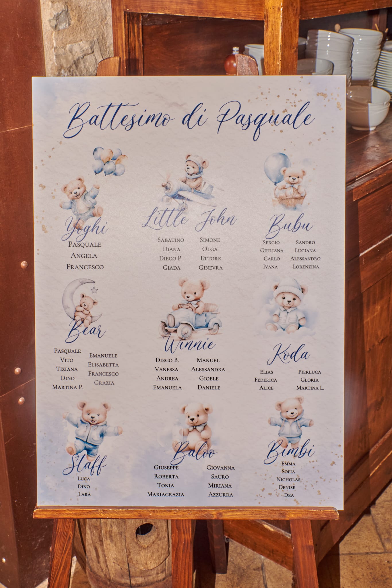 Tableu di Benvenuto con Posti Orsetti Vari