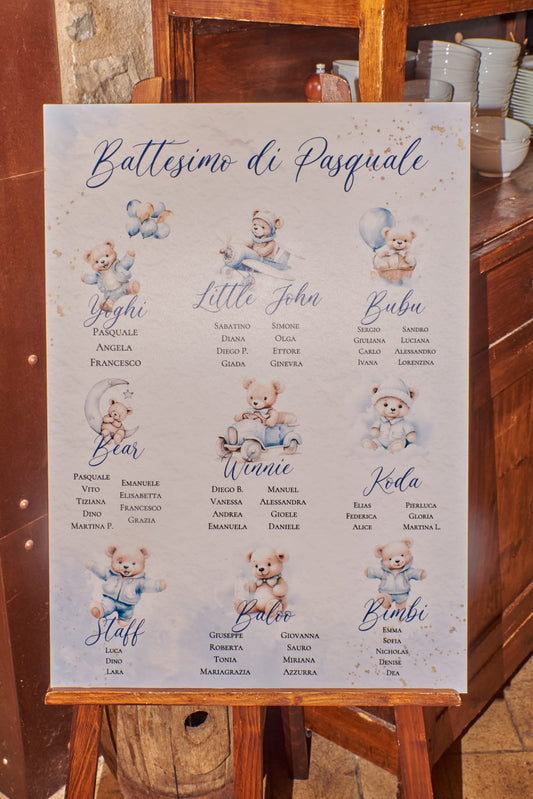 Tableu di Benvenuto con Posti Orsetti Vari