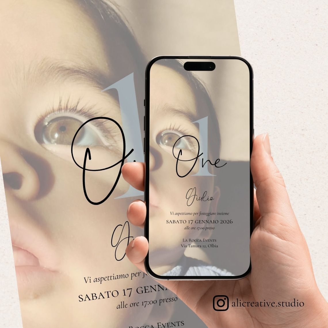 Invito Digitale con Foto del Bambino